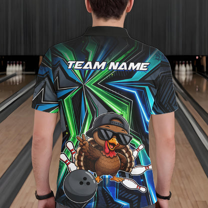 Custom Men Bowling Shirt With Funny Turkey – Personalized Team Bowling Jersey, 3D Bowling Shirt NHT1413