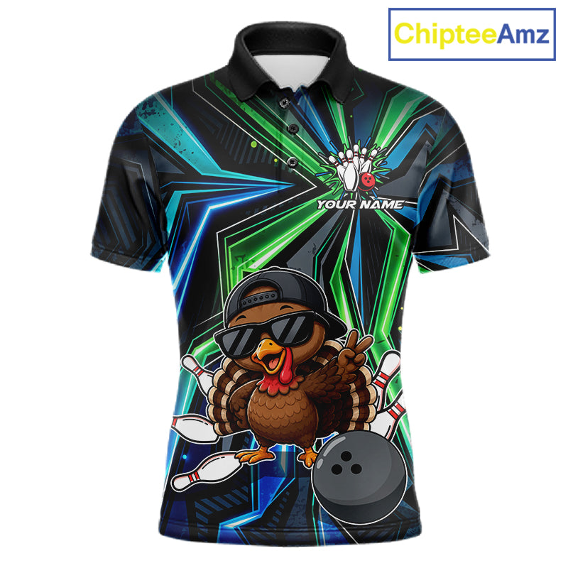 Custom Men Bowling Shirt With Funny Turkey – Personalized Team Bowling Jersey, 3D Bowling Shirt NHT1413