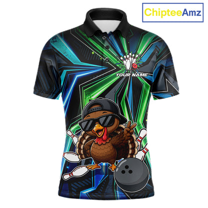 Custom Men Bowling Shirt With Funny Turkey – Personalized Team Bowling Jersey, 3D Bowling Shirt NHT1413