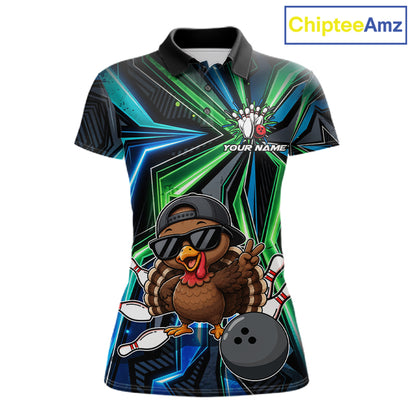 Custom Women Bowling Shirt With Funny Turkey – Personalized Team Bowling Jersey, 3D Bowling Shirt NHT1413