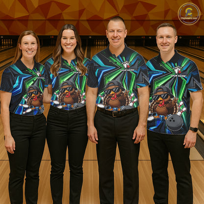 Custom Men Bowling Shirt With Funny Turkey – Personalized Team Bowling Jersey, 3D Bowling Shirt NHT1413
