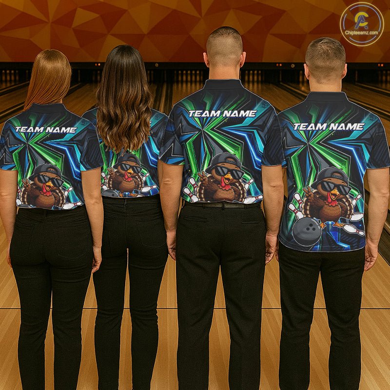 Custom Men Bowling Shirt With Funny Turkey – Personalized Team Bowling Jersey, 3D Bowling Shirt NHT1413