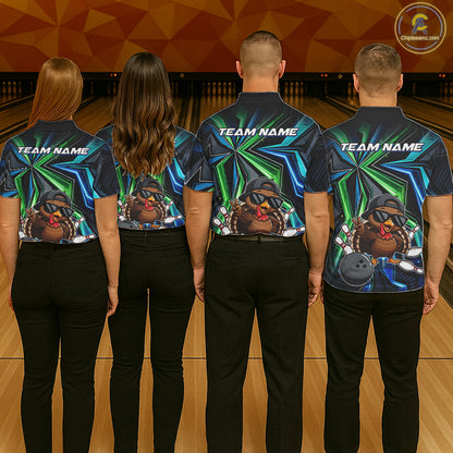 Custom Men Bowling Shirt With Funny Turkey – Personalized Team Bowling Jersey, 3D Bowling Shirt NHT1413