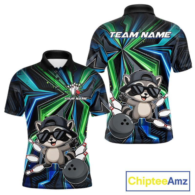 Custom Men Bowling Shirt With Funny Raccoon – Personalized Team Bowling Jersey, 3D Bowling Shirt NHT1414