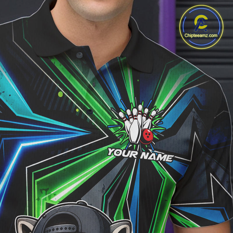 Custom Men Bowling Shirt With Funny Raccoon – Personalized Team Bowling Jersey, 3D Bowling Shirt NHT1414