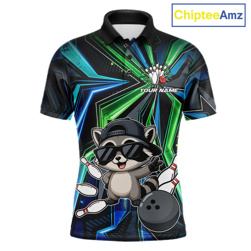 Custom Men Bowling Shirt With Funny Raccoon – Personalized Team Bowling Jersey, 3D Bowling Shirt NHT1414