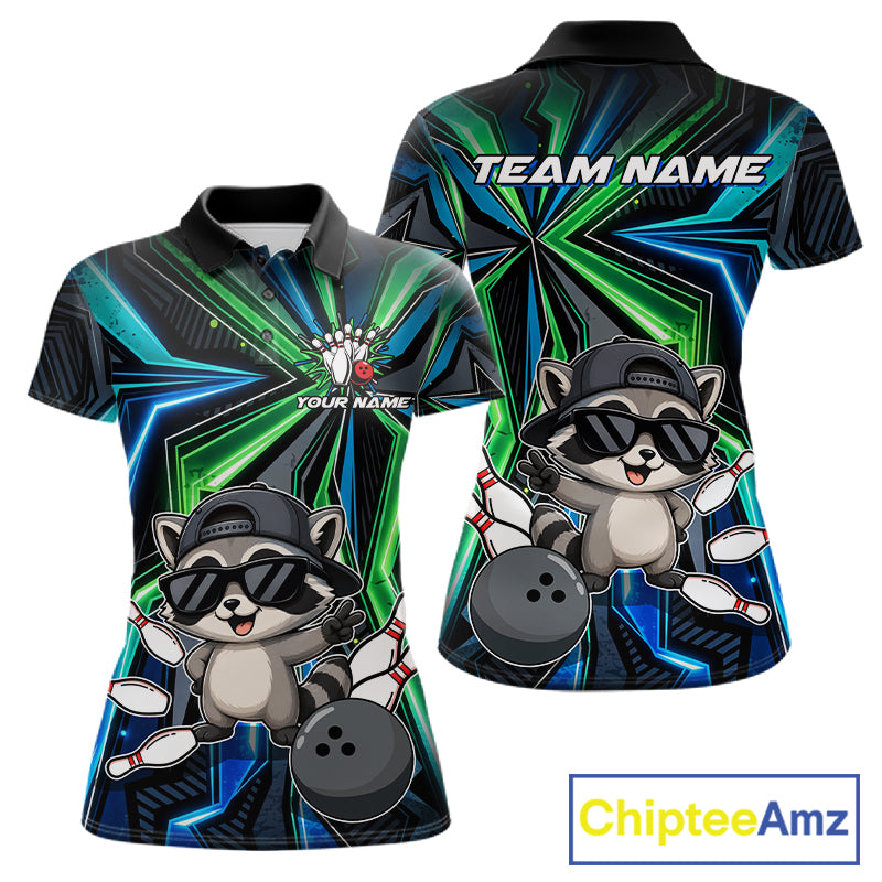 Custom Women Bowling Shirt With Funny Raccoon – Personalized Team Bowling Jersey, 3D Bowling Shirt NHT1414