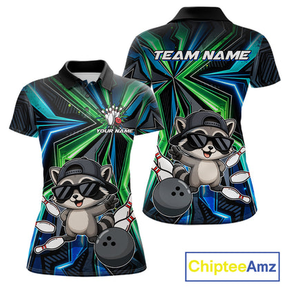 Custom Women Bowling Shirt With Funny Raccoon – Personalized Team Bowling Jersey, 3D Bowling Shirt NHT1414