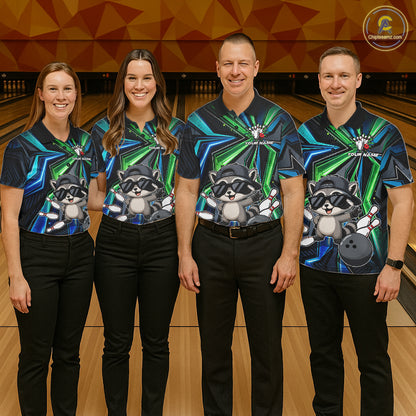 Custom Men Bowling Shirt With Funny Raccoon – Personalized Team Bowling Jersey, 3D Bowling Shirt NHT1414