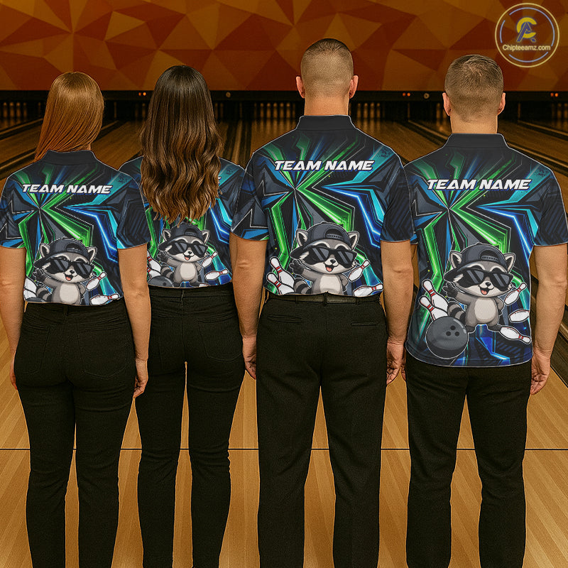 Custom Men Bowling Shirt With Funny Raccoon – Personalized Team Bowling Jersey, 3D Bowling Shirt NHT1414