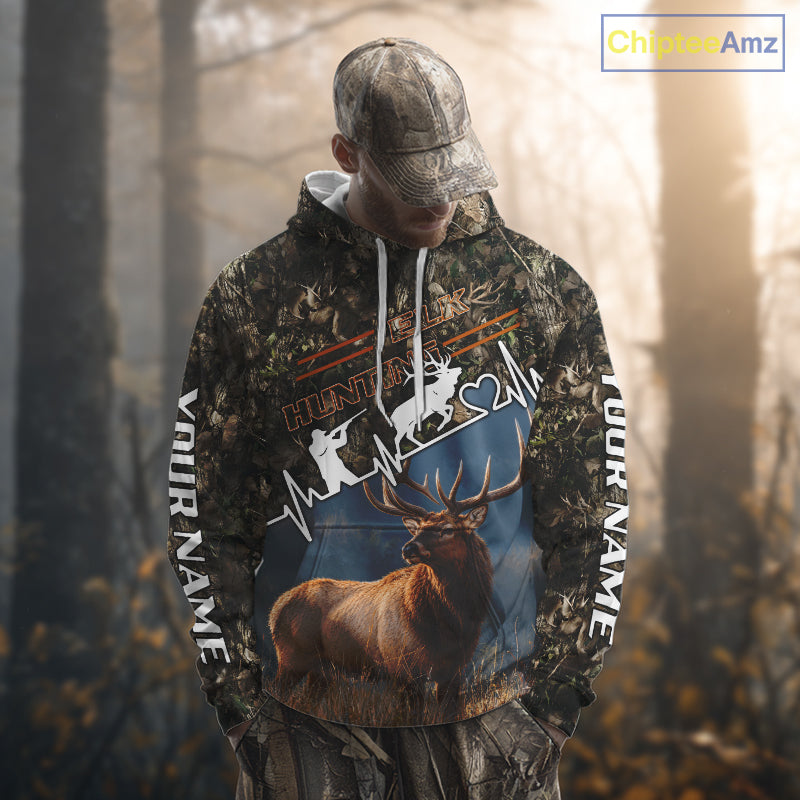 Timber Camouflage Elk Hunting Shirt Custom Hunter Gift Performance Apparel NHT1768