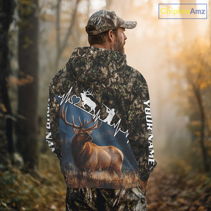 Timber Camouflage Elk Hunting Shirt Custom Hunter Gift Performance Apparel NHT1768