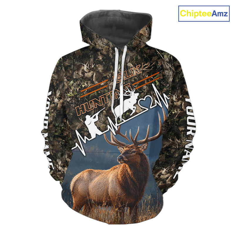 Timber Camouflage Elk Hunting Shirt Custom Hunter Gift Performance Apparel NHT1768