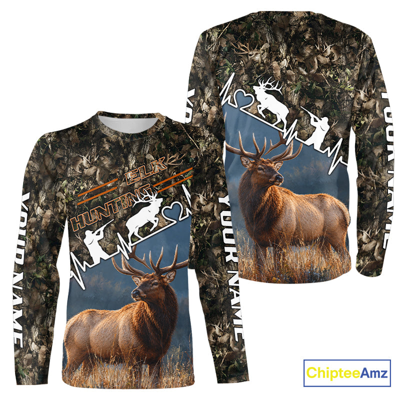 Timber Camouflage Elk Hunting Shirt Custom Hunter Gift Performance Apparel NHT1768