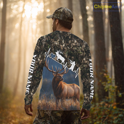 Timber Camouflage Elk Hunting Shirt Custom Hunter Gift Performance Apparel NHT1768