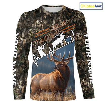 Timber Camouflage Elk Hunting Shirt Custom Hunter Gift Performance Apparel NHT1768