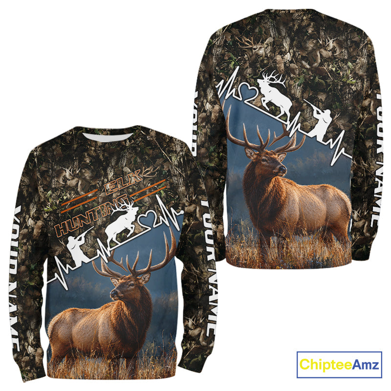 Timber Camouflage Elk Hunting Shirt Custom Hunter Gift Performance Apparel NHT1768