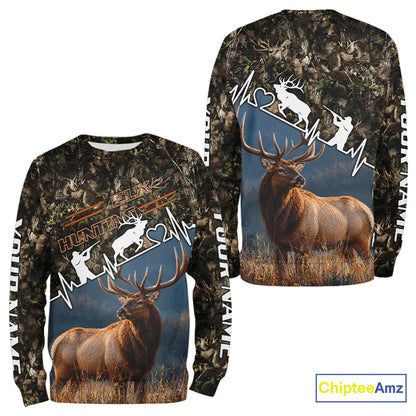 Timber Camouflage Elk Hunting Shirt Custom Hunter Gift Performance Apparel NHT1768
