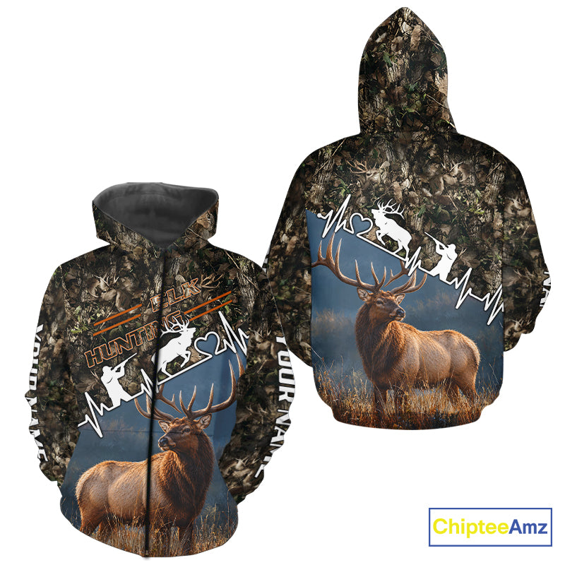 Timber Camouflage Elk Hunting Shirt Custom Hunter Gift Performance Apparel NHT1768