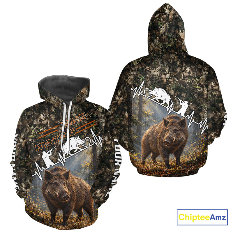 Timber Camouflage Boar Hunting Shirt Custom Hunter Gift Performance Apparel NHT1769