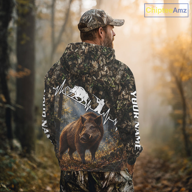 Timber Camouflage Boar Hunting Shirt Custom Hunter Gift Performance Apparel NHT1769