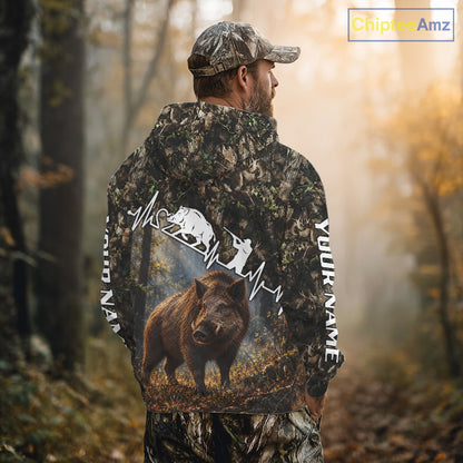 Timber Camouflage Boar Hunting Shirt Custom Hunter Gift Performance Apparel NHT1769