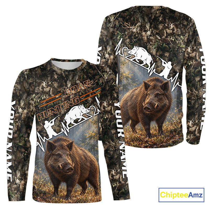 Timber Camouflage Boar Hunting Shirt Custom Hunter Gift Performance Apparel NHT1769