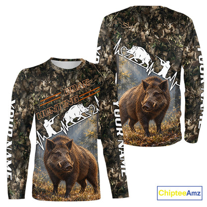 Timber Camouflage Boar Hunting Shirt Custom Hunter Gift Performance Apparel NHT1769