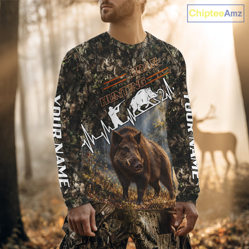 Timber Camouflage Boar Hunting Shirt Custom Hunter Gift Performance Apparel NHT1769