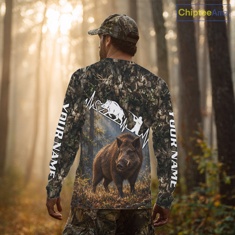 Timber Camouflage Boar Hunting Shirt Custom Hunter Gift Performance Apparel NHT1769