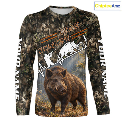 Timber Camouflage Boar Hunting Shirt Custom Hunter Gift Performance Apparel NHT1769