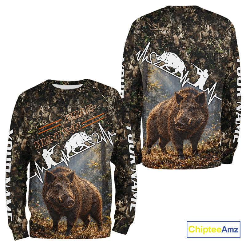 Timber Camouflage Boar Hunting Shirt Custom Hunter Gift Performance Apparel NHT1769