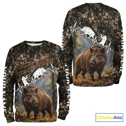 Timber Camouflage Boar Hunting Shirt Custom Hunter Gift Performance Apparel NHT1769