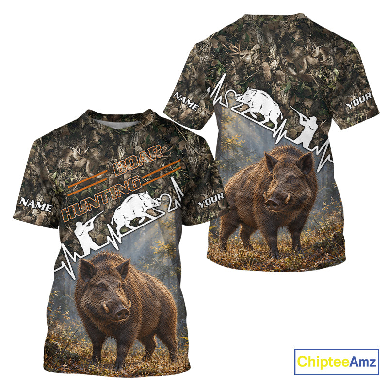 Timber Camouflage Boar Hunting Shirt Custom Hunter Gift Performance Apparel NHT1769