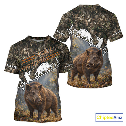 Timber Camouflage Boar Hunting Shirt Custom Hunter Gift Performance Apparel NHT1769