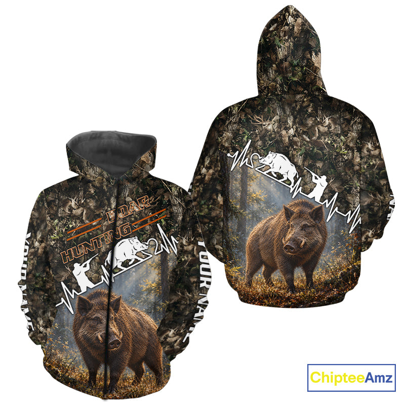 Timber Camouflage Boar Hunting Shirt Custom Hunter Gift Performance Apparel NHT1769