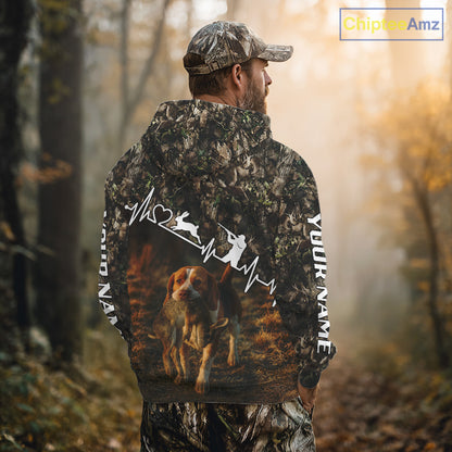 Timber Camouflage Rabbit With Beagle Hunting Shirt Custom Hunter Gift Performance Apparel NHT1770