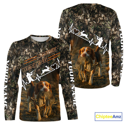 Timber Camouflage Rabbit With Beagle Hunting Shirt Custom Hunter Gift Performance Apparel NHT1770
