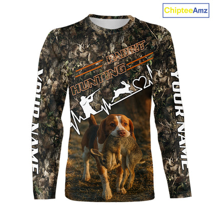 Timber Camouflage Rabbit With Beagle Hunting Shirt Custom Hunter Gift Performance Apparel NHT1770