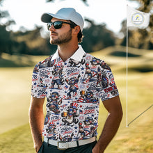 Load image into Gallery viewer, Man wearing a patterned shirt on a golf course