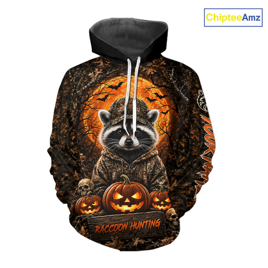 Personalized Raccoon Hunter Apparel, Halloween Camo Hunting Shirt, Custom Name Raccoon For Men NHT1427