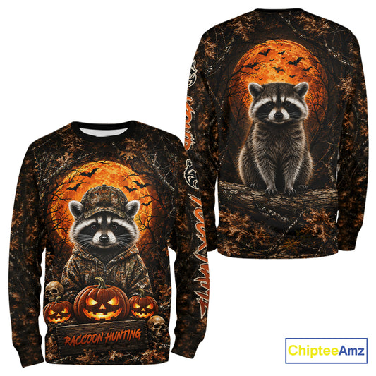 Personalized Raccoon Hunter Apparel, Halloween Camo Hunting Shirt, Custom Name Raccoon For Men NHT1427