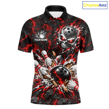 Lava Flame Bowling Pins Explosion Polo Shirt For Men Personalized Team Performance Jersey NHT1774