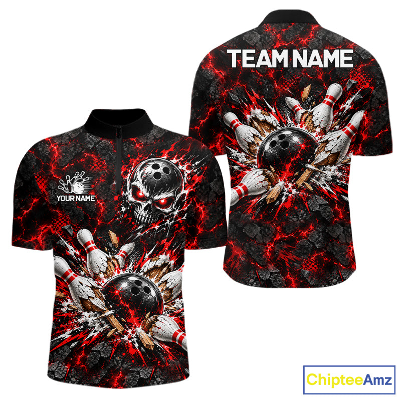 Lava Flame Bowling Pins Explosion Polo Shirt For Men Personalized Team Performance Jersey NHT1774