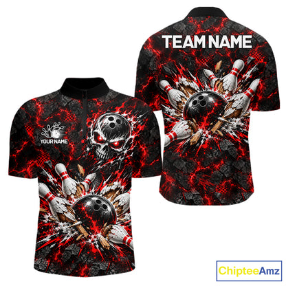 Lava Flame Bowling Pins Explosion Polo Shirt For Men Personalized Team Performance Jersey NHT1774