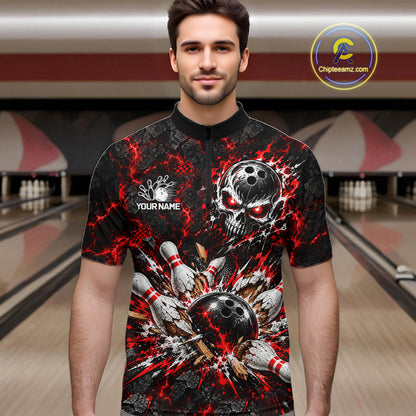 Lava Flame Bowling Pins Explosion Polo Shirt For Men Personalized Team Performance Jersey NHT1774