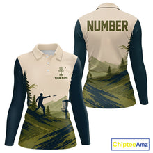 Load image into Gallery viewer, Green Sunset Customized Womens Disc Golf Polo Shirt Number Disc Golf Tops For Women NHT833