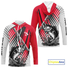 Load image into Gallery viewer, Largemouth Bass Fishing Shirts Long Sleeve Hooded Customize Name, Personalized Fishing Gift NHT381