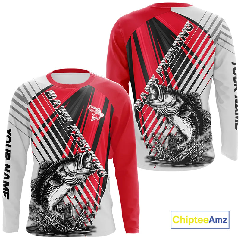 Largemouth Bass Fishing Shirts Long Sleeve Customize Name, Personalized Fishing Gift NHT381