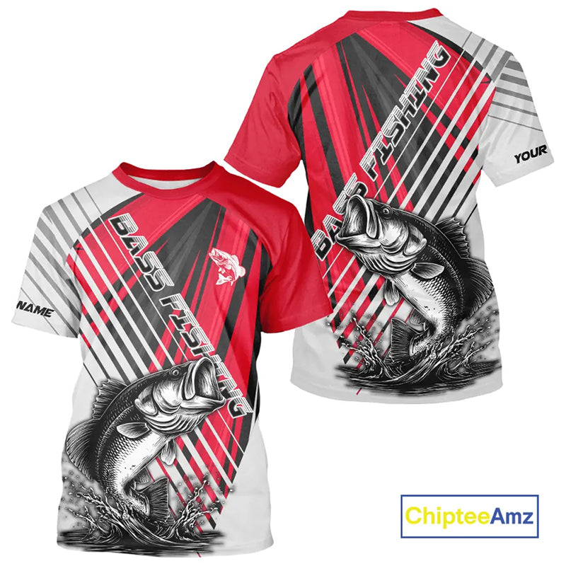 Largemouth Bass Fishing T-Shirts Customize Name, Personalized Fishing Gift NHT381